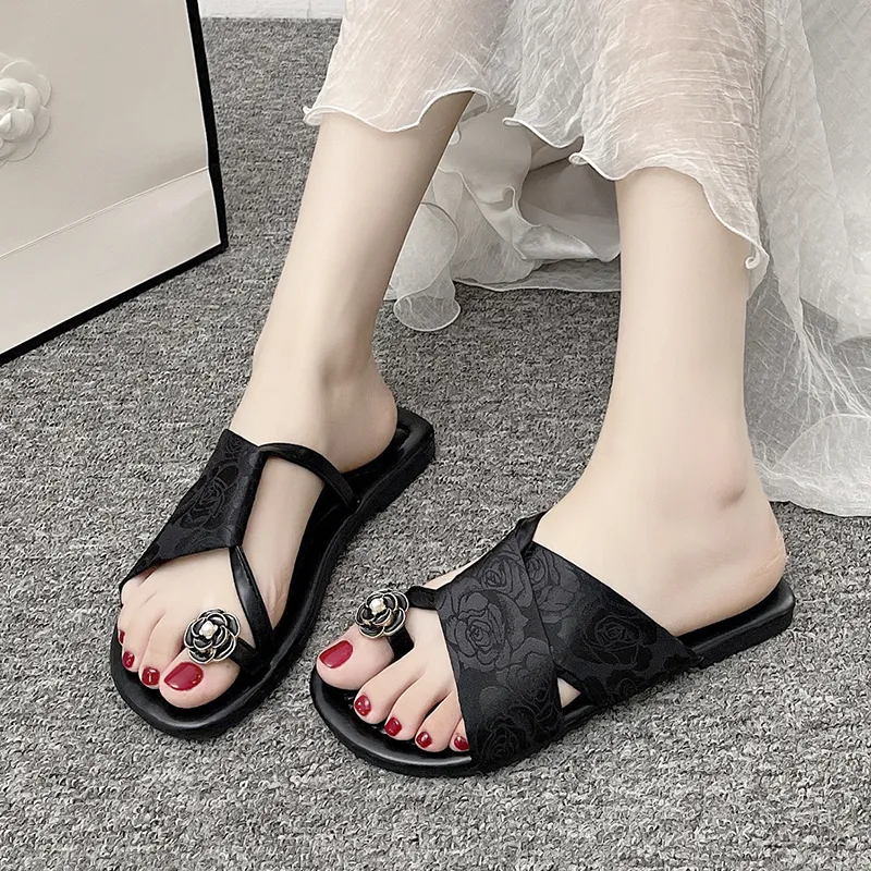 AJPAP Rubber Sole Quiet Abrasion Resistant Slip Resistant Flip Flops Women's-4