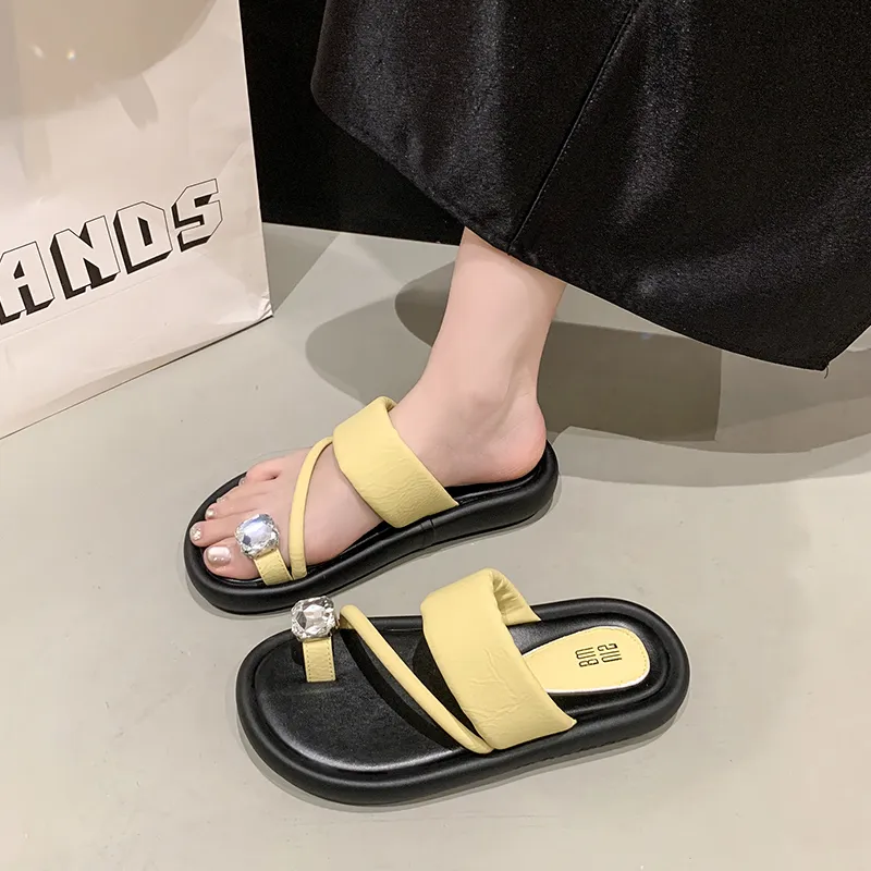 AJPAP Rubber Sole Rhinestone Slide Slippers Women's-7