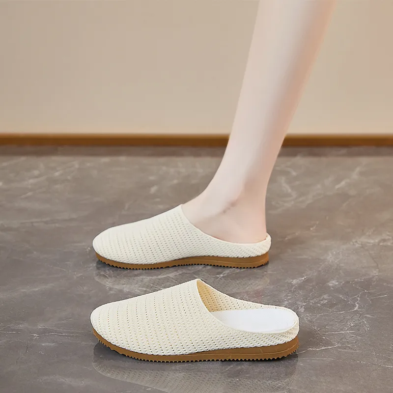 AJPAP Rubber Sole Woven Closed Toe Slippers Women's-7