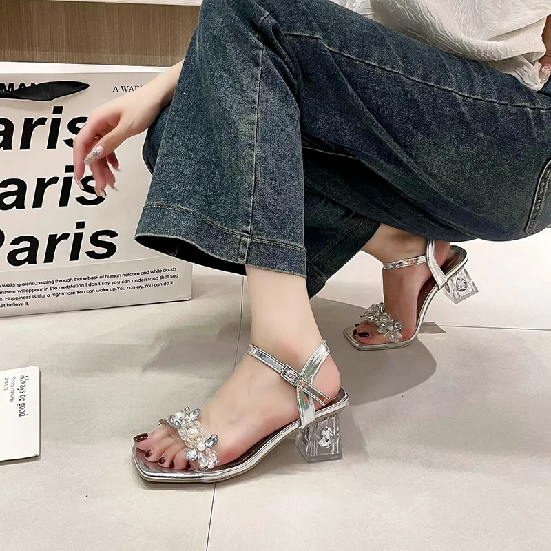 AJPAP One Strap Sandals Women's Silver-4