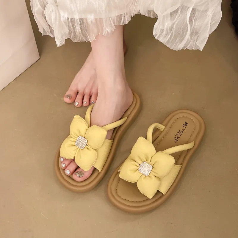 AJPAP Rubber Sole Rhinestone Slide Slippers Women's-6