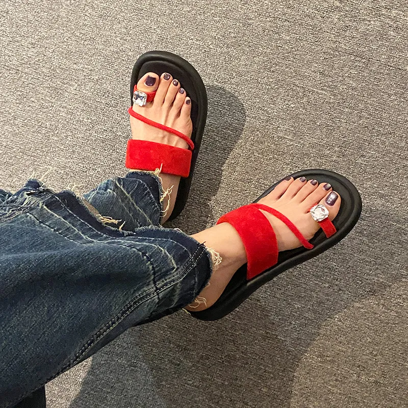 AJPAP Rubber Sole Rhinestone Slide Slippers Women's-14