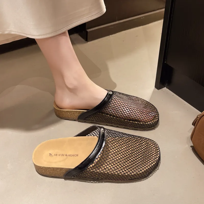 AJPAP Rubber Sole Cut Out Abrasion Resistant Closed Toe Slippers Women's-5