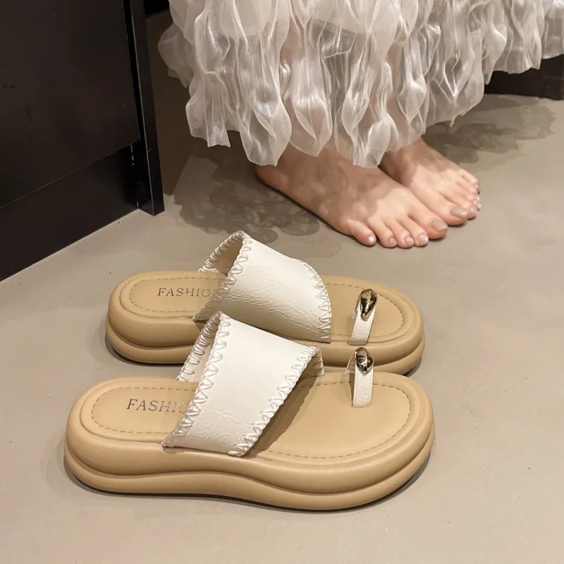 AJPAP Rubber Sole Cut Out Abrasion Resistant Slip Resistant Cushioning Slide Slippers Women's-1