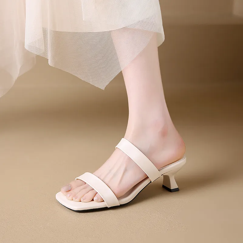 AJPAP Slide Slippers Women's Black Ecru Rose Gold-8