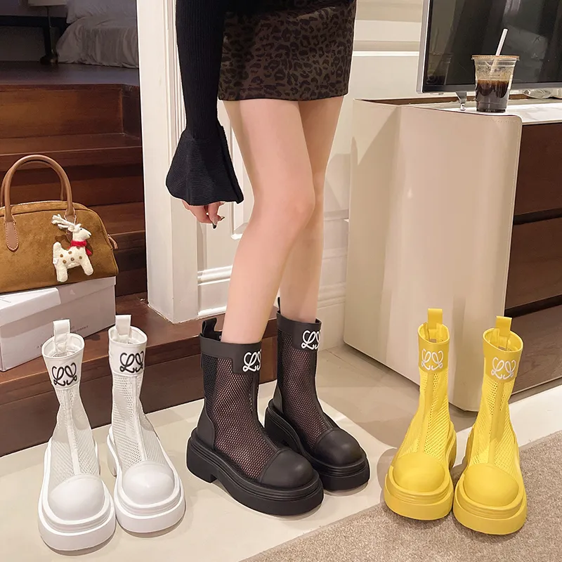 AJPAP Ankle Boots Women's Black White Yellow-3