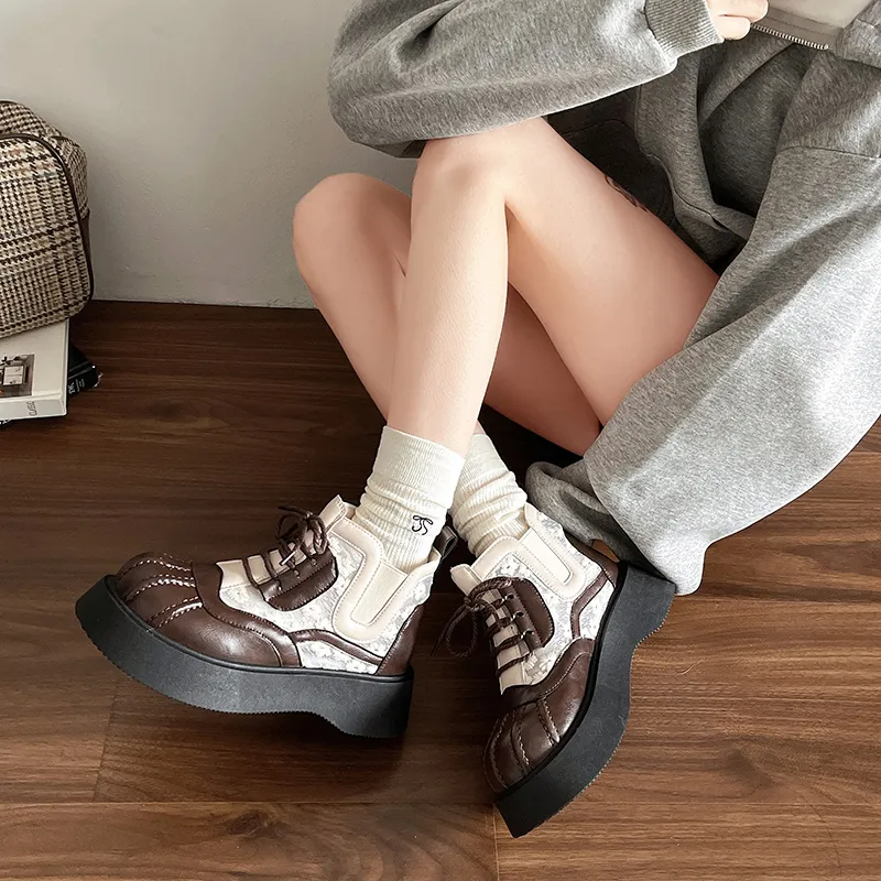 AJPAP Ankle Boots Women's Ecru Brown-8