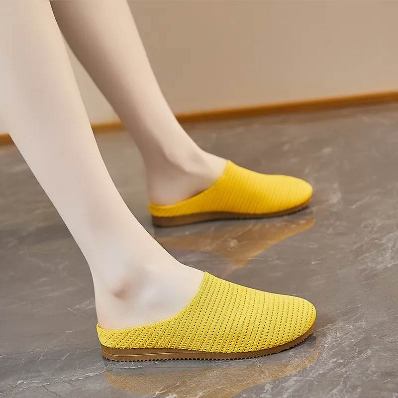 AJPAP Rubber Sole Woven Closed Toe Slippers Women's-16