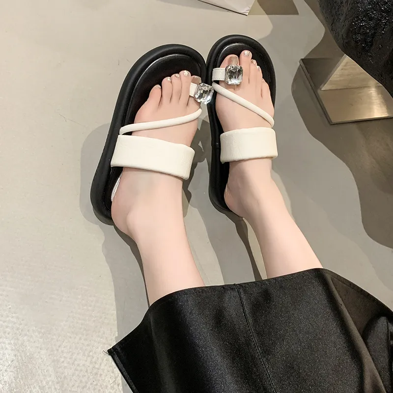 AJPAP Rubber Sole Rhinestone Slide Slippers Women's-14