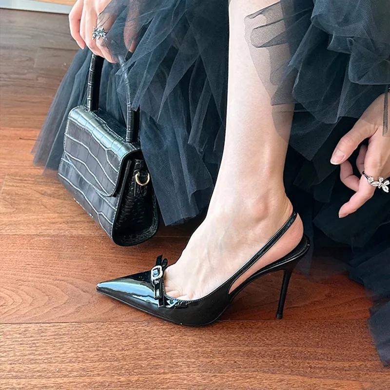 AJPAP Slim Heel High Heels Women's Black-3