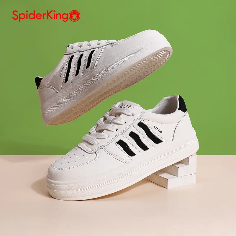 Spider King Low Top Skateboard Shoes Women's Beige Black-3