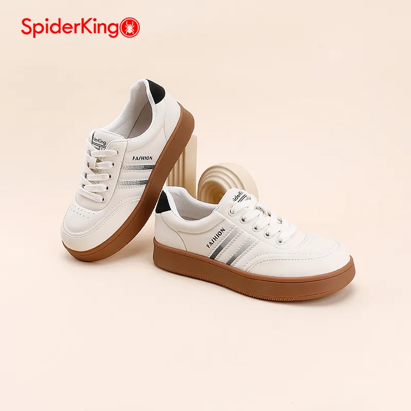 Spider King Low Top Skateboard Shoes Women's Beige Black-3
