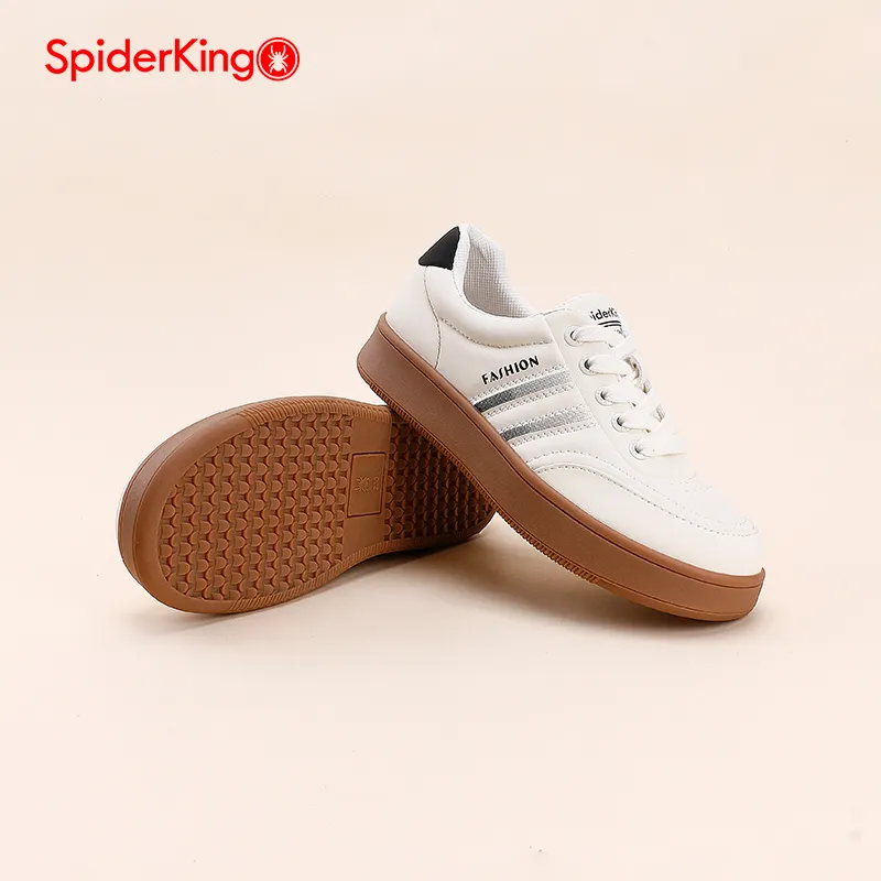 Spider King Low Top Skateboard Shoes Women's Beige Black-4