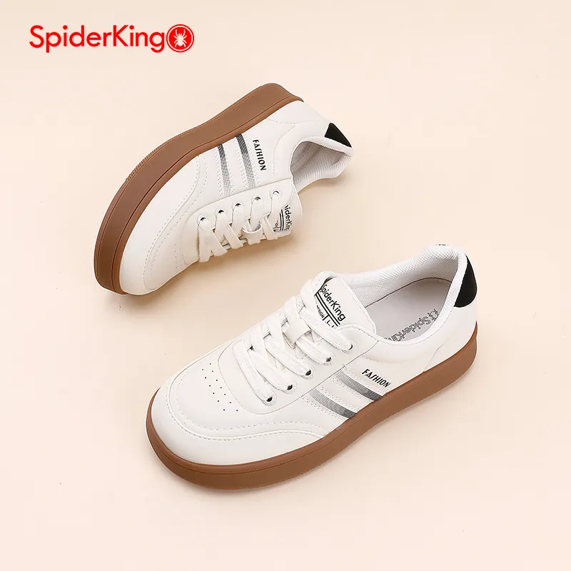 Spider King Low Top Skateboard Shoes Women's Beige Black-2