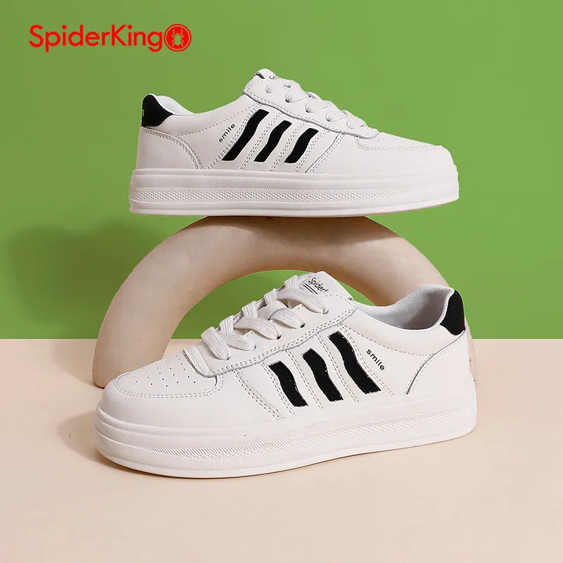 Spider King Low Top Skateboard Shoes Women's Beige Black-2