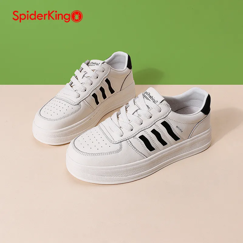 Spider King Low Top Skateboard Shoes Women's Beige Black-1