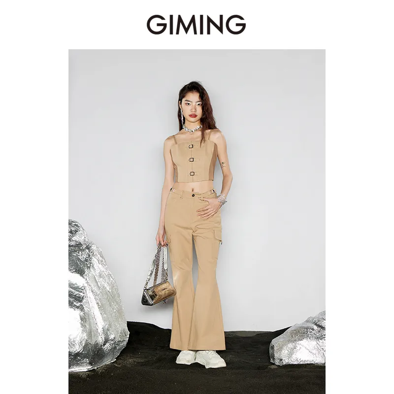 GIMING Casual Pants Women's Khaki-2
