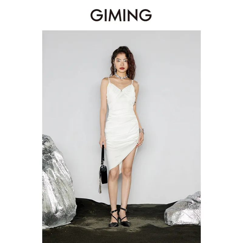 GIMING Slip Dresses Women's White-2