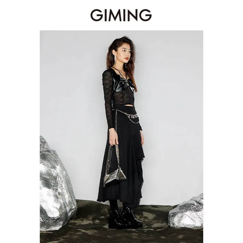 GIMING Crop Tops Women's Black-3