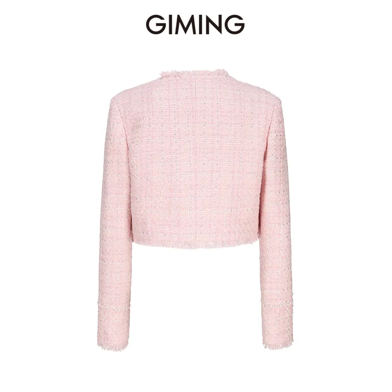 GIMING Cropped Coats Women's Pink-1