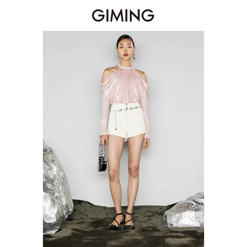 GIMING Crop Tops Women's Pink-2