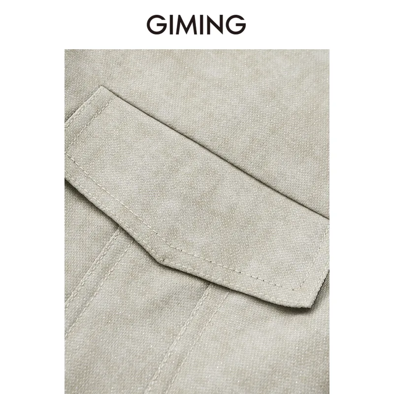 GIMING Cropped Coats Women's Champagne+Black-2