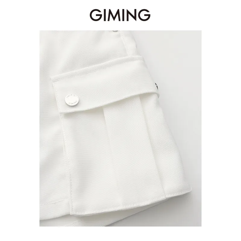 GIMING Denim Shorts Women's White-4