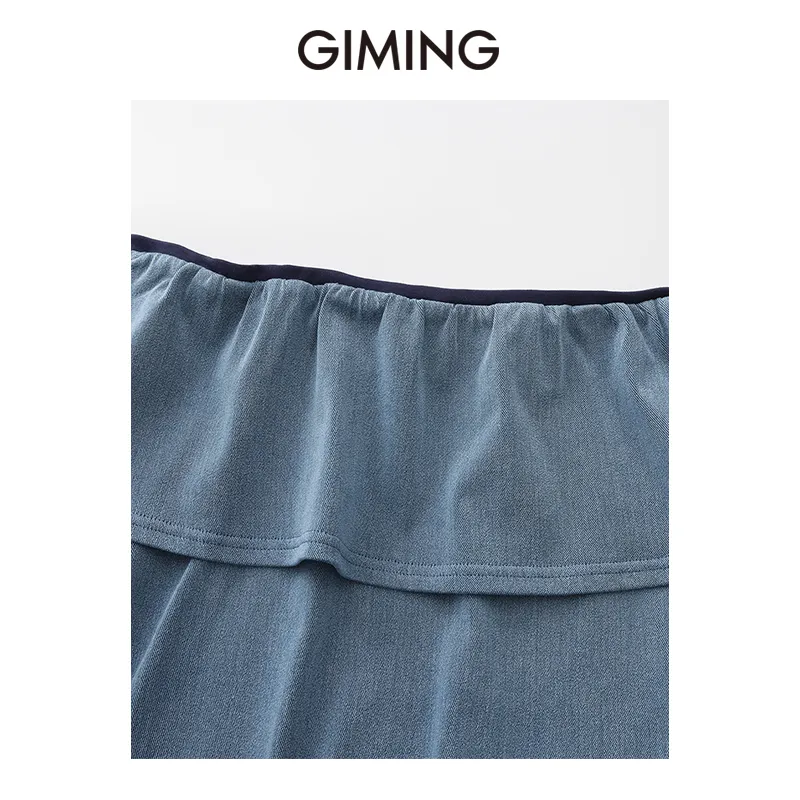 GIMING Strapless Tops Women's Blue-3