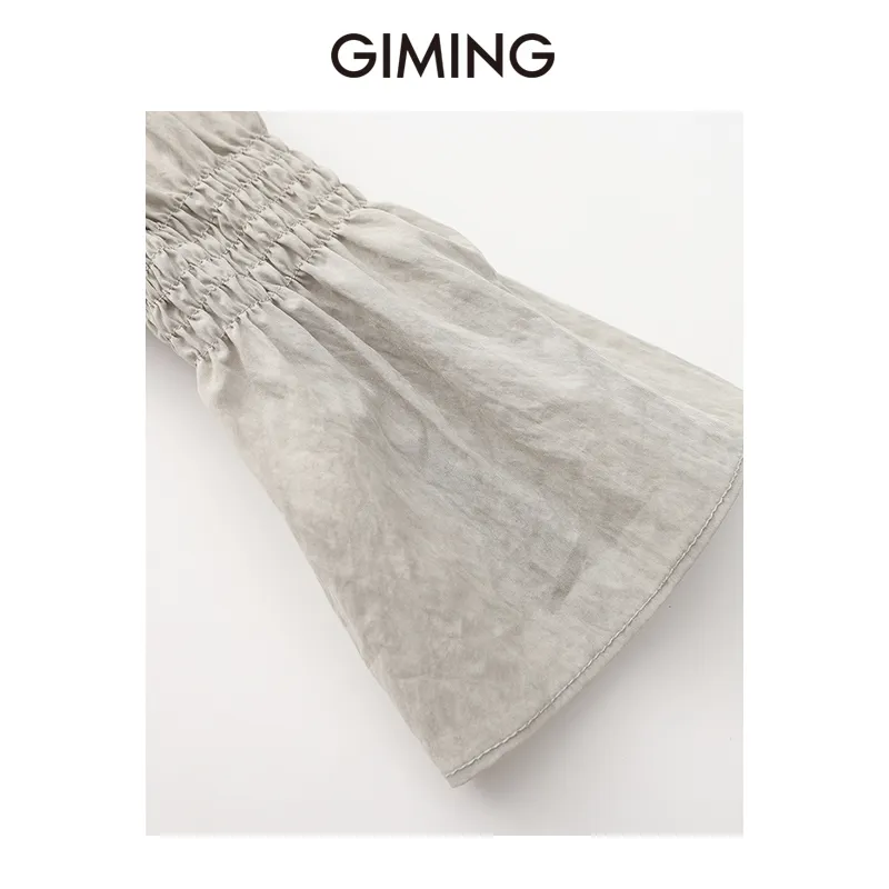 GIMING Shirts Women's White+Gray-4
