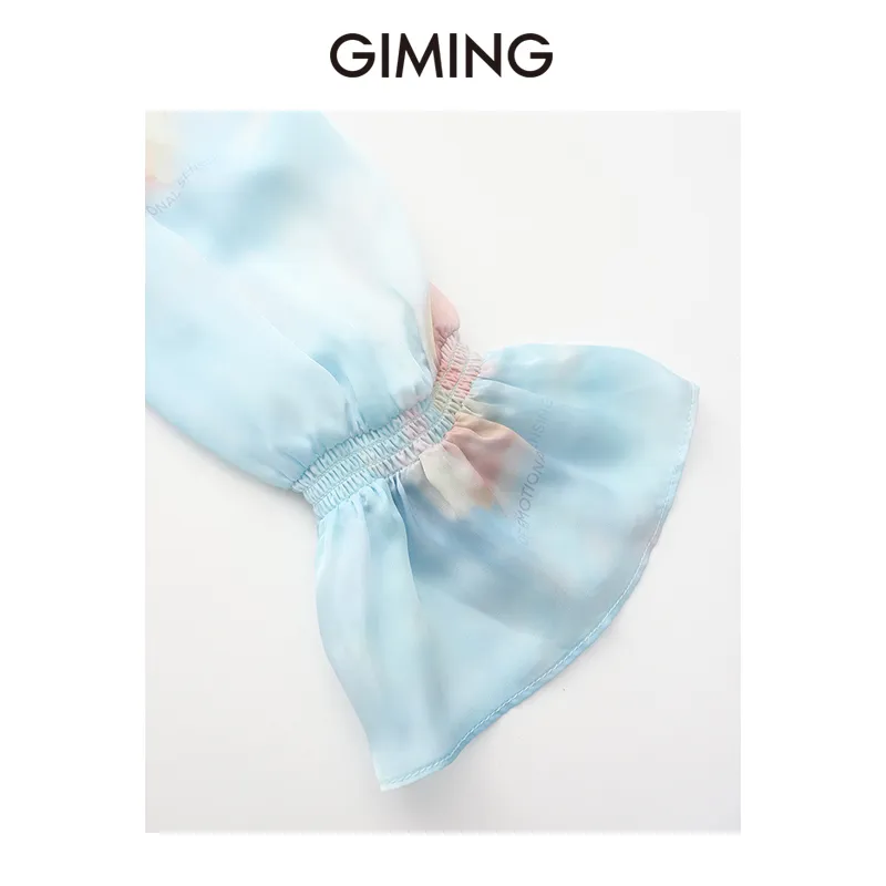 GIMING Shirts Women's Blue Pink Print-3
