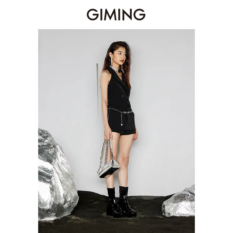 GIMING Casual Shorts Women's Black-3