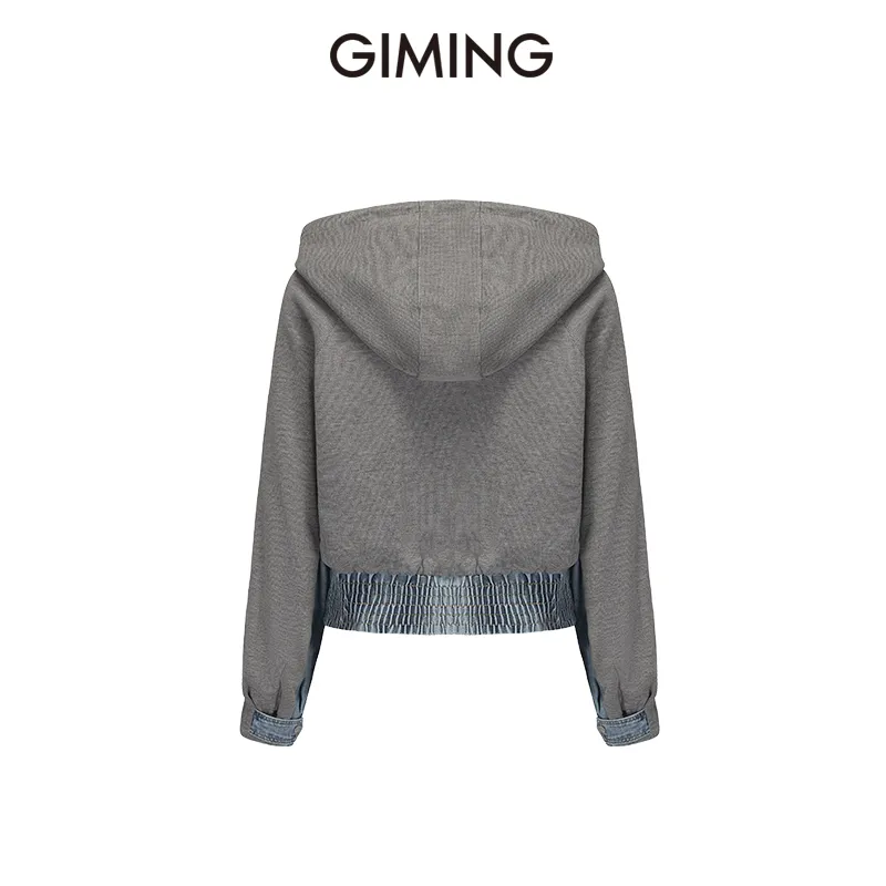 GIMING Denim Jackets Women's Gray+Blue-1