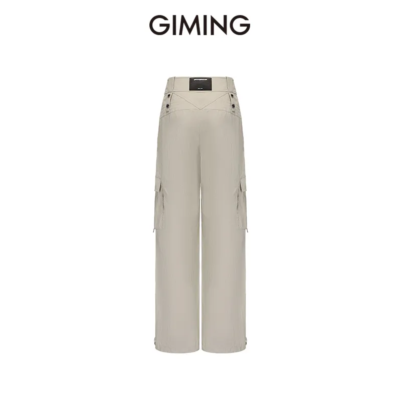 GIMING Casual Pants Women's Gray Yellow-1
