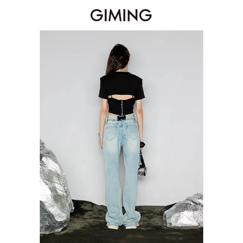 GIMING T Shirts Women's Black+Blue-4
