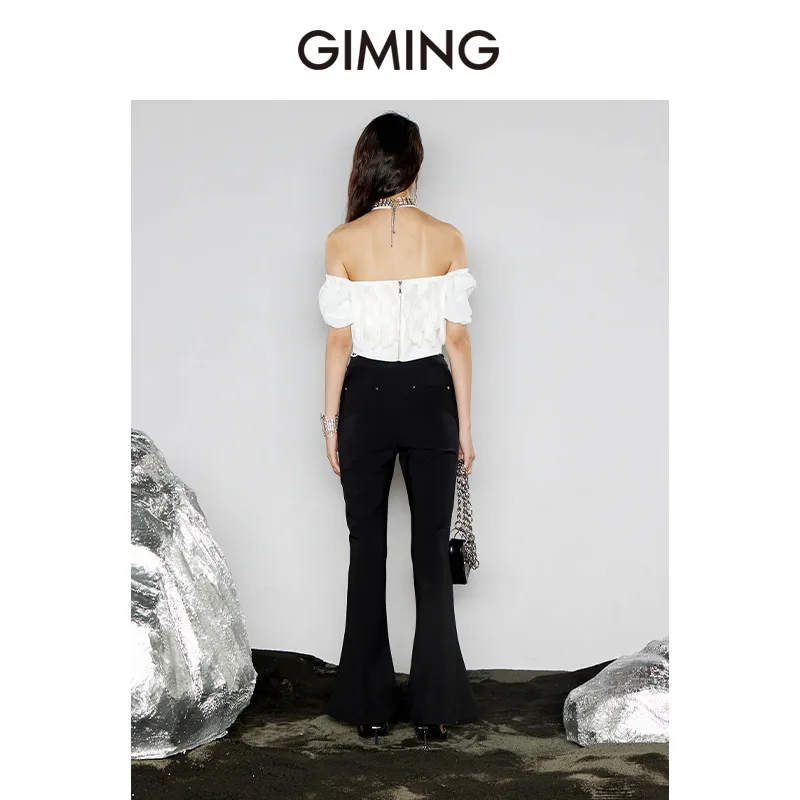 GIMING Casual Pants Women's Black-4