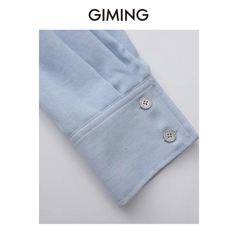 GIMING Crop Tops Women's White+Blue-4