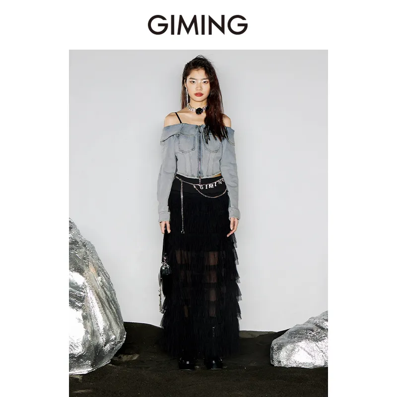 GIMING Crop Tops Women's Blue-2