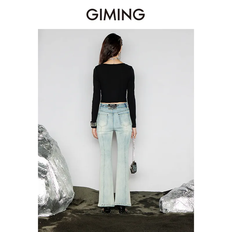 GIMING Crop Tops Women's Blue+Black-4