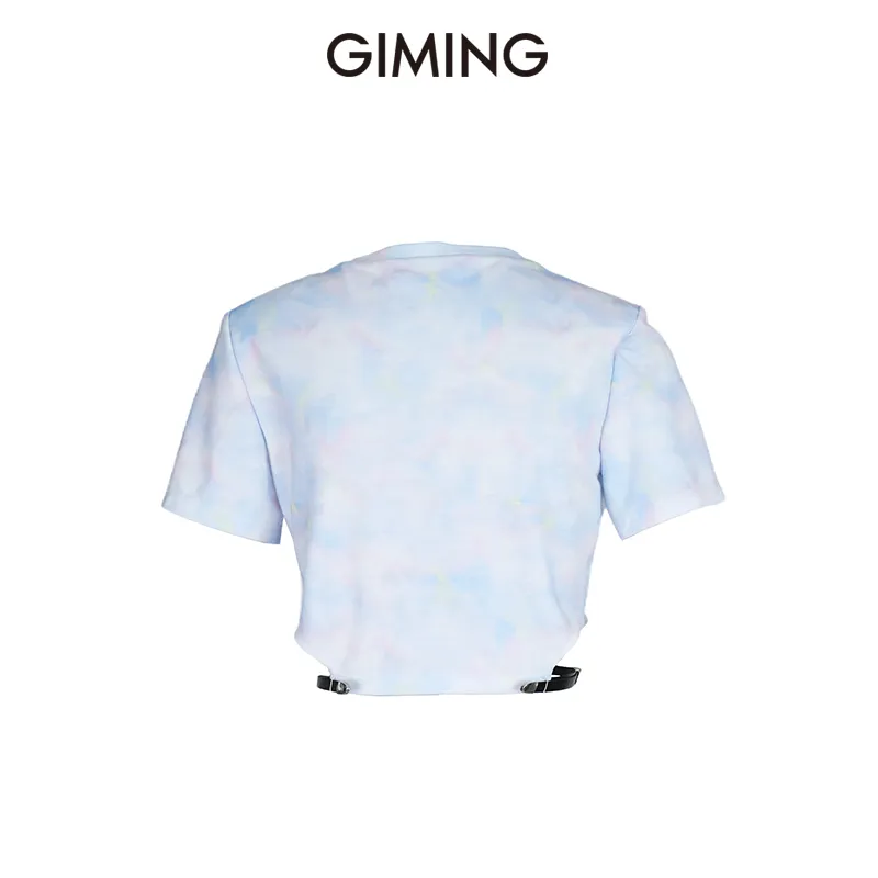 GIMING T Shirts Women's Pink Blue Print-1