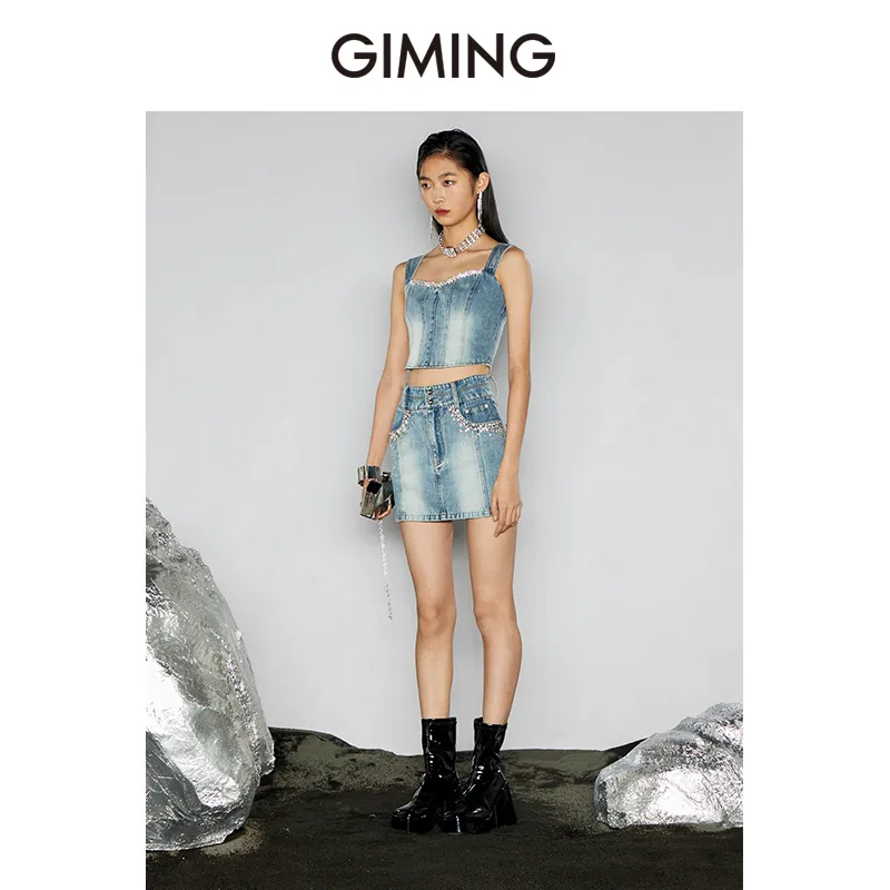 GIMING Denim Short Skirts Women's-5