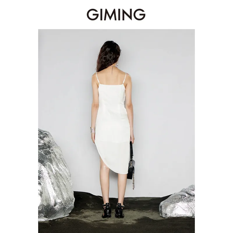 GIMING Slip Dresses Women's White-1