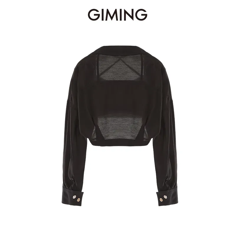 GIMING Crop Tops Women's White+Black-1