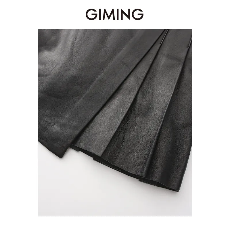 GIMING Fashion Leather Short Skirts Women's Black-3