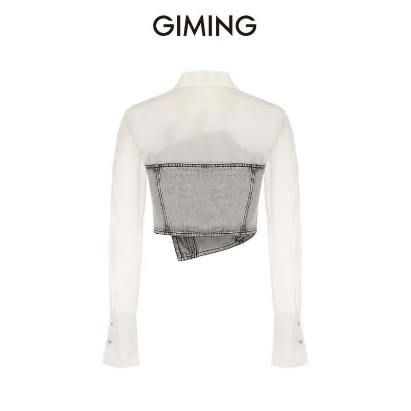 GIMING Shirts Women's White+Gray-1