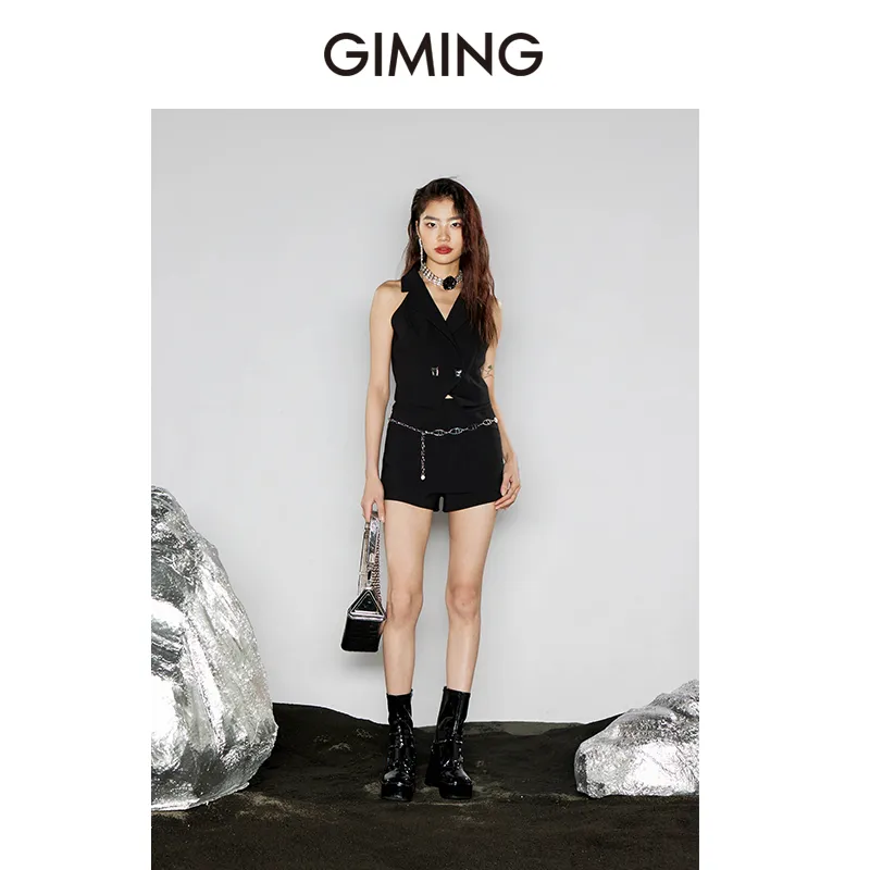 GIMING Casual Shorts Women's Black-2