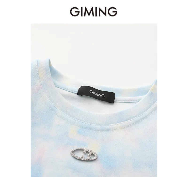 GIMING T Shirts Women's Pink Blue Print-2