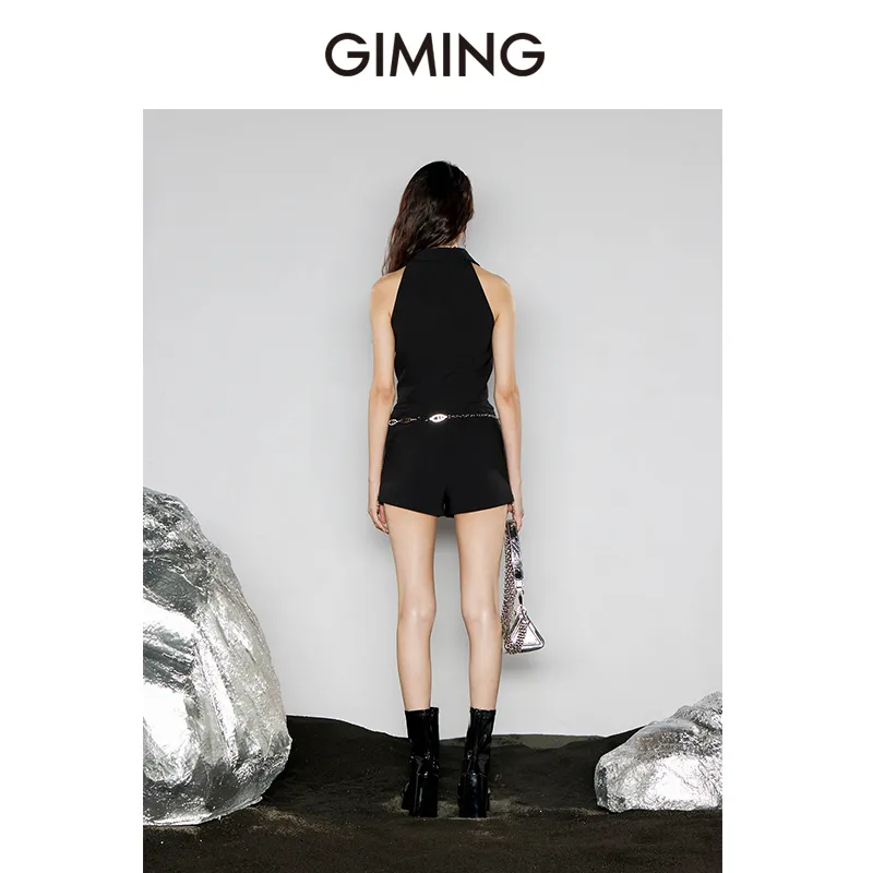 GIMING Casual Shorts Women's Black-4