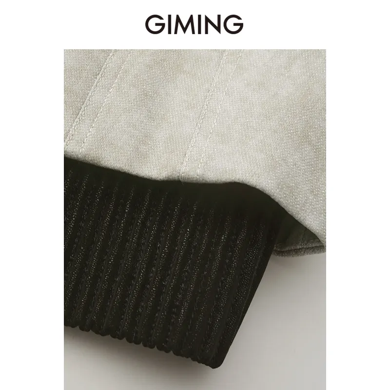 GIMING Cropped Coats Women's Champagne+Black-3