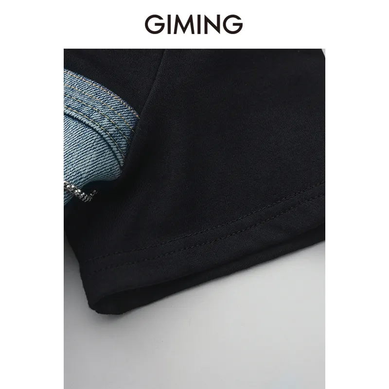 GIMING T Shirts Women's Black+Blue-2