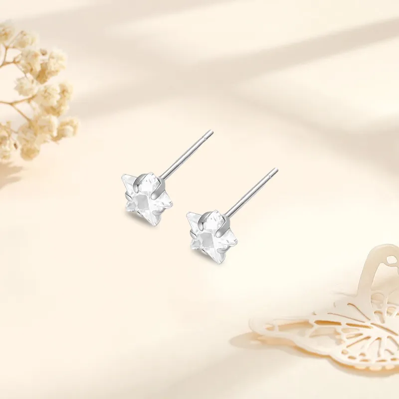 999 Fine Silver Material Fashion Stud Earrings Women's-2